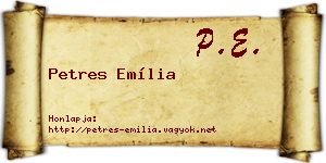 Petres Emília névjegykártya